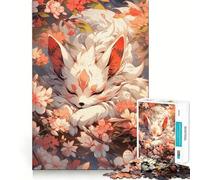 Rompecabezas de 1000 Piezas con diseño de Zorro durmiendo Entre Flores de Cerezo para Adultos Juguete para Pensar, calmar, Relajarse y Decorar la Pared con un diseño Limpio 38x52cm