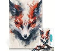 Rompecabezas de 1000 Piezas con diseño de Zorro Kitsune Blanco para Adolescentes Actividad Divertida para estimular la Mente de Alta precisión y Que Proporciona un Descanso Mental Relajante (38x52cm)