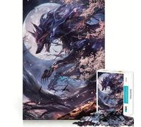 Rompecabezas de 1000 Piezas con diseño de Zorro Kitsune Negro,Corte preciso,desafío Inteligente y Divertido,Ideal para el Ocio 50x75cm