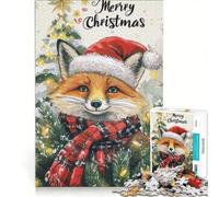 Rompecabezas de 1000 Piezas con diseño de Zorro navideño en Acuarela, Juguete Educativo, Ideal para Reducir el estrés y Fortalecer el Amor en Pareja 50x75cm