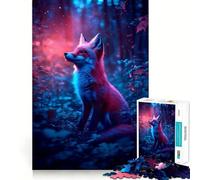 Rompecabezas de 1000 Piezas con diseño de Zorro neón en un Bosque fantástico para Adultos Ideal para Fortalecer la Memoria, divertirse y Relajarse Bordes limpios Artículo de Santa Claus (50x75cm)