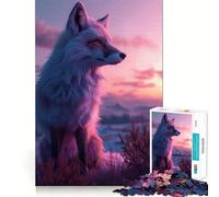 Rompecabezas de 1000 Piezas con diseño de Zorro Rojo al Atardecer, Ideal para Adultos desafío Mental Juguete fácil de Usar Corte preciso (50x75cm)