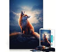 Rompecabezas de 1000 Piezas con diseño de Zorro Rojo en el Bosque para Adolescentes Juguete de lógica Mental Diseño Tranquilo y Firme Artículo de Santa Claus (38x52cm)