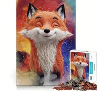 Rompecabezas de 1000 Piezas con diseño de Zorro Sonriente de Dibujos Animados para Adolescentes Ideal para Recordar, Mejorar la Calma Mental y Crear Arte nítido y Coleccionable 50x75cm