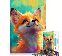 Rompecabezas de 1000 Piezas con diseño de Zorro Sonriente para Adolescentes Juguete de lógica Mental para el Tiempo Libre Bordes Finos 38x52cm