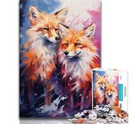 Rompecabezas de 1000 Piezas con diseño de Zorros Rojos para Adultos Juguetes educativos Juegos Familiares Regalos para Amigos y Familiares 26x38cm