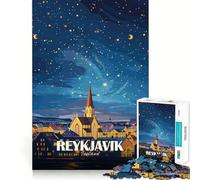 Rompecabezas de 1000 Piezas con diseño del Cielo Nocturno de Reikiavik, Islandia, para Adolescentes Juguete de lógica Resistente Tiempo Tranquilo Bordes Transparentes Regalo Creativo (50x75cm)