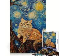 Rompecabezas de 1000 Piezas con diseño del Gato de Van Gogh para Adolescentes: fortalece la Memoria, estimula el Descanso y es una Experiencia Festiva Sorprendente (38x52cm)