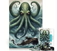 Rompecabezas de 1000 Piezas con diseño del Monstruo Kraken de la mitología para Adolescentes Ideal para desarrollar la Memoria, armar sin estrés y Regalar con cariño (38x26cm)