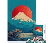 Rompecabezas de 1000 Piezas con diseño del Monte Fuji y Olas del océano Juego Relajante Juguete de Corte de precisión Decoración de Pared Regalo Ideal para Toda la Familia (38x52cm)