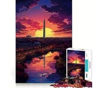 Rompecabezas de 1000 Piezas con diseño del Monumento a Washington al Atardecer Ideal para Adolescentes Juego Que estimula la Mente Encaja Perfectamente sin Huecos Actividad Relajante para Grupos
