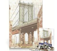 Rompecabezas de 1000 Piezas con diseño del Puente de Brooklyn para Adultos Desarrolla la lógica,facilita la relajación y Permite armar Piezas fácilmente Un Regalo Encantador (38x26cm)