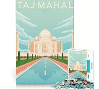 Rompecabezas de 1000 Piezas con diseño del Taj Mahal de la India Bordes Suaves Juego Divertido y Relajante Regalo Ideal para cumpleaños (38x26cm)