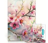 Rompecabezas de 1000 Piezas con diseño Floral de Flores de Cerezo en Acuarela para Adolescentes Juego de concentración Corte de precisión con Bordes Lisos Ideal para Rellenar Calcetines navideños