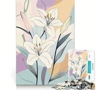 Rompecabezas de 1000 Piezas con diseño Floral de Lirios Blancos para Adultos Diversión para Entrenar la Mente Piezas sin Rebabas y de Corte Limpio Actividad para Compartir en Familia (50x75cm)