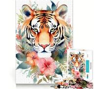 Rompecabezas de 1000 Piezas con diseño Floral de Tigre en Acuarela para Adolescentes Un Rompecabezas Que Ayuda a desarrollar la Memoria Relajante y Divertido Diseño para armar Una cálida Sorpresa