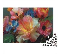 Rompecabezas de 1000 Piezas con diseño Floral: Pintura al óleo de una peonía Gigante. para Adultos Mayores de 12 años. Juego Educativo. Hermosa decoración. Difícil. Regalo de cumpleaños. 52 x 38 cm