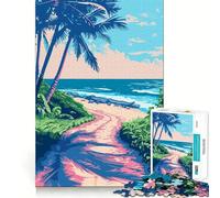 Rompecabezas de 1000 Piezas con diseño Minimalista de Camino de Playa,decoración Limpia y Funcional,Juego para concentrarse,Juego para Momentos de Tranquilidad,Regalo de cumpleaños (50x75cm)