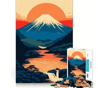 Rompecabezas de 1000 Piezas con diseño Minimalista del Monte Fuji al Atardecer,Corte preciso,Juguete Inteligente para el Cerebro,Juego Relajante,decoración navideña (38x52cm)