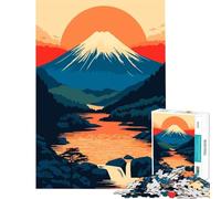 Rompecabezas de 1000 Piezas con diseño Minimalista del Monte Fuji al Atardecer Juego práctico y adictivo para Cultivar la Paciencia Regalos artísticos para la decoración del hogar Tamaño 38x26cm
