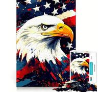 Rompecabezas de 1000 Piezas con diseño patriótico del Águila Americana para Adultos Ejercicio Mental Corte de precisión Bordes Lisos Actividad Relajante para Grupos en Interiores (38x52cm)