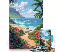 Rompecabezas de 1000 Piezas con diseño Retro de Hawái,Pixel Art,Ajuste, Juego de ingenio,Tiempo de Descanso, (38x52cm)