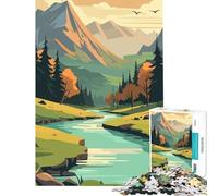 Rompecabezas de 1000 Piezas con diseño Retro de montaña Juguetes Vintage adictivos para Cultivar la Paciencia Juegos relajantes Aprendizaje Educativo y Regalos de Amigo Invisible (tamaño 38x26cm)