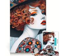 Rompecabezas de 1000 Piezas con diseño Retro de una Mujer Pelirroja para Adultos, Ideal para ejercitar la Memoria y Disfrutar del Tiempo Libre Diseño para armar Colección de Arte (50x75cm)