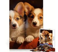 Rompecabezas de 1000 Piezas con Dos Adolescentes de Pembroke Welsh Corgis Ideal para Entrenar el Pensamiento, divertirse y Disfrutar Un Regalo Encantador (38x52cm)