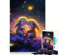 Rompecabezas de 1000 Piezas con Dos conejitos sosteniendo un corazón Bordes Bien definidos Juego cognitivo Juguete fácil y Divertido Tiempo Libre (38x26cm)