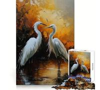Rompecabezas de 1000 Piezas con Dos garzas en un Estanque, Ideal para Adolescentes, ejercita la Memoria, estimula el sueño Relajarse Festivo (38x26cm)