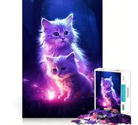 Rompecabezas de 1000 Piezas con Dos Gatitos, Ajuste, Arte, desafío Mental, Juguete, Juego de Ocio, Regalo Divertido de cumpleaños (50x75cm)