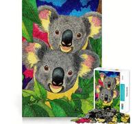 Rompecabezas de 1000 Piezas con Dos Koalas Entre follaje Colorido Juguete artístico de Ajuste desafiar la Mente Juego Divertido para el Tiempo Libre Regalo Ideal para cumpleaños