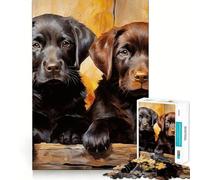 Rompecabezas de 1000 Piezas con Dos labradores Retriever, Corte Impecable, diversión lógica, Juguete Divertido, Juego Libre, Actividad de cumpleaños (38x26cm)