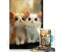 Rompecabezas de 1000 Piezas con Dos Lindos Gatitos, Bordes Lisos, Juego Divertido y Relajante, Regalo de cumpleaños (50x75cm)