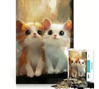 Rompecabezas de 1000 Piezas con Dos Lindos Gatitos, Bordes Suaves, Juego Divertido y Relajante, Regalo de cumpleaños (38x26cm)