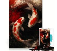 Rompecabezas de 1000 Piezas con Dos Peces koi en Forma de Yin Yang, Corte preciso, decoración, lógica, Pensamiento, Juego, Tiempo de Juego Tranquilo, decoración navideña, Regalo (38x26cm)