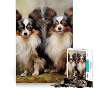 Rompecabezas de 1000 Piezas con Dos Perros Papillon, diseño artístico Que estimula el Cerebro, Ideal para Relajarse y Disfrutar de la Navidad Decoración de Pared (50x75cm)