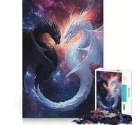 Rompecabezas de 1000 Piezas con Dragones en Blanco y Negro,diseño Limpio,decoración,Juego de concentración Mental,Juego para Momentos de Tranquilidad,Regalo de cumpleaños (50x75cm)