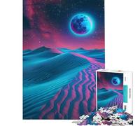 Rompecabezas de 1000 Piezas con Efecto neón de Desierto Nocturno Juguete Educativo Que desafía la Mente Decorar a Hombres y Mujeres (tamaño 38x52cm)