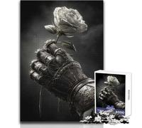 Rompecabezas de 1000 Piezas con el guantelete del Caballero sosteniendo una Rosa Blanca para Adolescentes Divertido Juego de Aprendizaje Mental Regalo Festivo reflexivo Tamaño 38x26cm