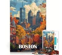 Rompecabezas de 1000 Piezas con el Horizonte de Boston en otoño Juego de precisión para desarrollar la lógica,Ideal para el Tiempo Libre y como Regalo de cumpleaños 50x75cm