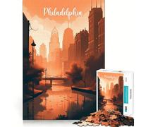 Rompecabezas de 1000 Piezas con el Horizonte de la Ciudad de Filadelfia para Adolescentes Juguete de lógica con Forma de Tren para aliviar el estrés Corte Suave Regalo Memorable (38x52cm)