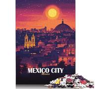 Rompecabezas de 1000 Piezas con el Horizonte de la Ciudad de México al Atardecer para Adultos. Juego Educativo de 38 x 26 cm.