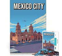 Rompecabezas de 1000 Piezas con el Horizonte de la Ciudad de México Juego preciso para armar,Actividad Cerebral,diversión y Tiempo Libre Regalo de cumpleaños o Arte (50x75cm)