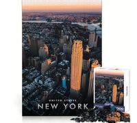 Rompecabezas de 1000 Piezas con el Horizonte de la Ciudad de Nueva York para Adultos Entrenamiento de Memoria Escapada Relajante Corte Impecable Sorpresa navideña (50x75cm)