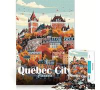 Rompecabezas de 1000 Piezas con el Horizonte de la Ciudad de Quebec para Adultos Juego Inteligente de Rompecabezas Divertido Montaje de imágenes Regalo de Temporada (38x52cm)