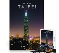 Rompecabezas de 1000 Piezas con el Horizonte de la Ciudad de Taipéi para Adultos Ideal para Entrenar la Memoria y Disfrutar en Silencio Bordes precisos (38x52cm)