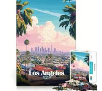 Rompecabezas de 1000 Piezas con el Horizonte de Los Ángeles,diseño artístico,Piezas, fácil de Usar Juguete Ideal para Resolver Problemas Juego Relajante 38x26cm