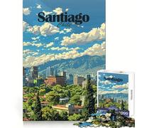 Rompecabezas de 1000 Piezas con el Horizonte de Santiago de Chile para Adolescentes Juguete de Tren lógico, Ligero y Relajante Corte Suave Decoración de Pared (38x52cm)